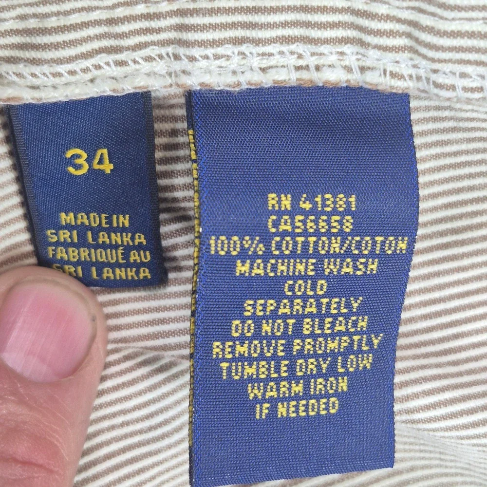 Polo Ralph Lauren Shorts Mens 34 Tan Seersucker Stripe Classic Fit 6